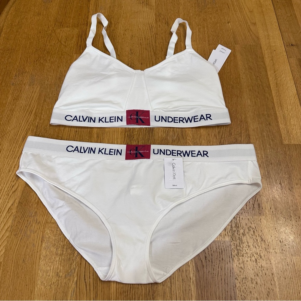1x White Calvin Klein Bralette and Panty Set